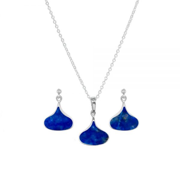 Silver Lapis Pendant and Earring Set