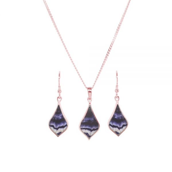 Rose Gold Blue John Pendant and Earring Set