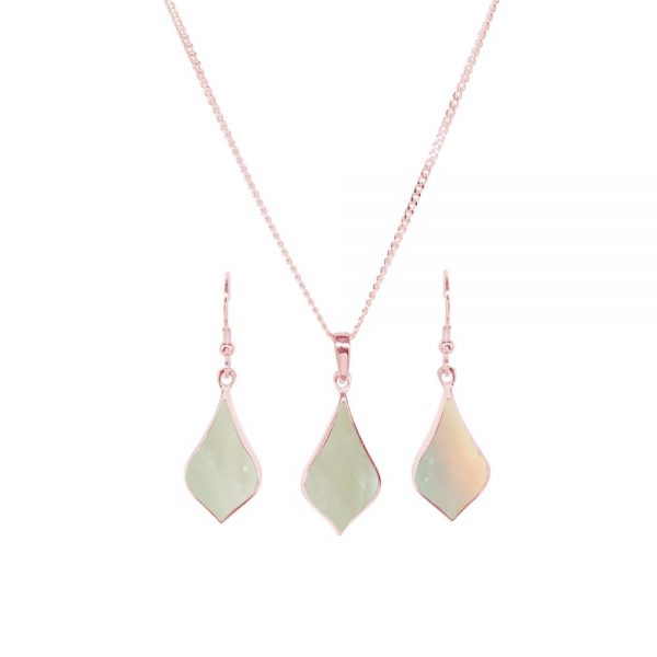 Rose Gold Mother of Pearl Pendant and Earring Set