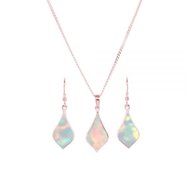 Rose Gold Opalite Sun Ice Pendant and Earring Set