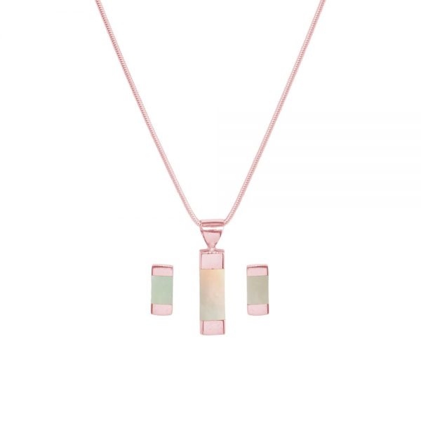 Rose Gold Mother of Pearl Pendant and Earring Set