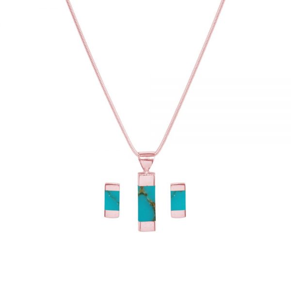 Rose Gold Turquoise Pendant and Earring Set