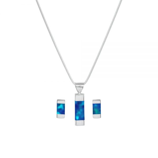 Silver Opalite Cobalt Blue Pendant and Earring Set