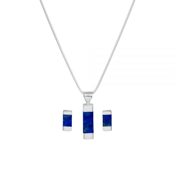 Silver Lapis Pendant and Earring Set