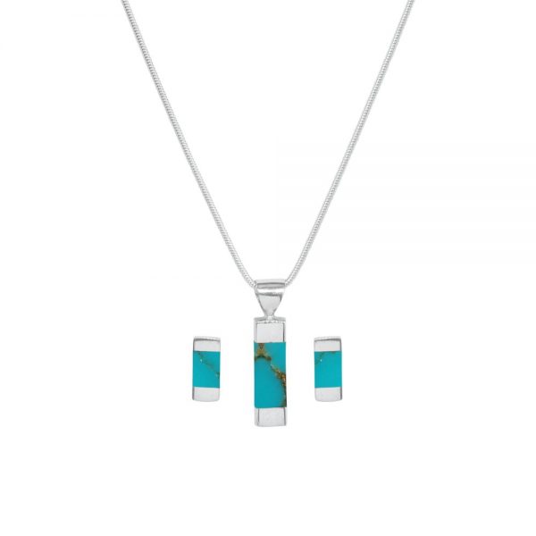 Silver Turquoise Pendant and Earring Set