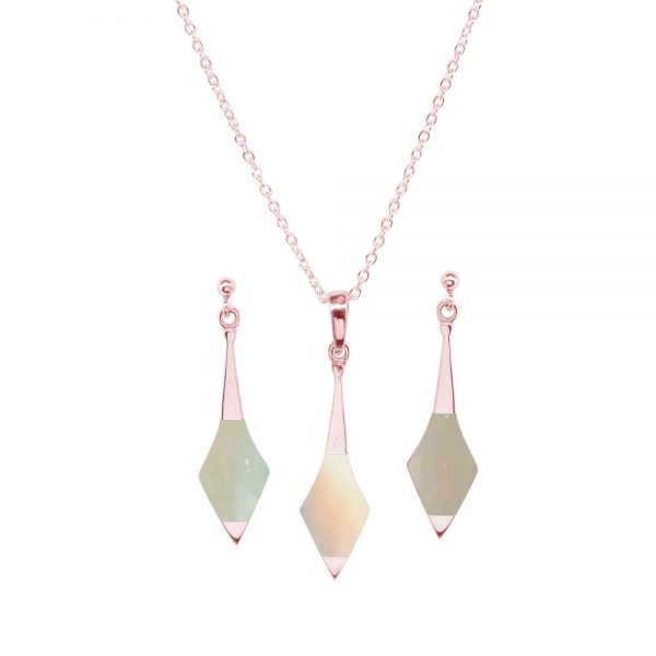 Rose Gold Mother of Pearl Pendant and Earring Set