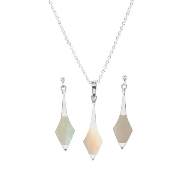 Silver Mother of Pearl Pendant and Earring Set