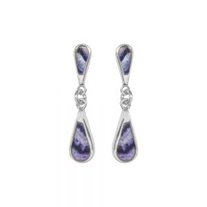 Silver Blue Joh Teardrop Double Drop Earrings