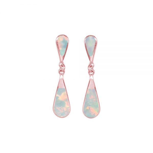 Rose Gold Opalite Sun Ice Teardrop Double Drop Earrings