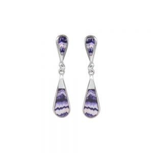 Silver Blue Joh Teardrop Double Drop Earrings