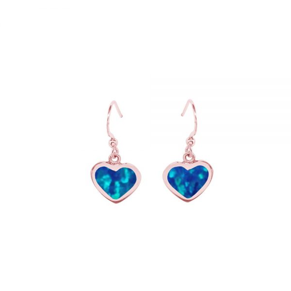 Rose Gold Opalite Cobalt Blue Heart Shaped Drop Earrings