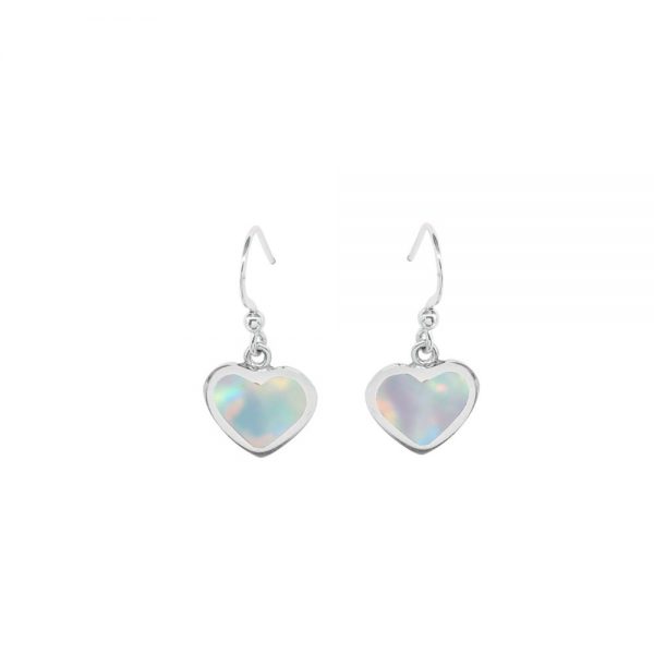 Silver Opalite Sun ice Heart Shaped Drop Earrings