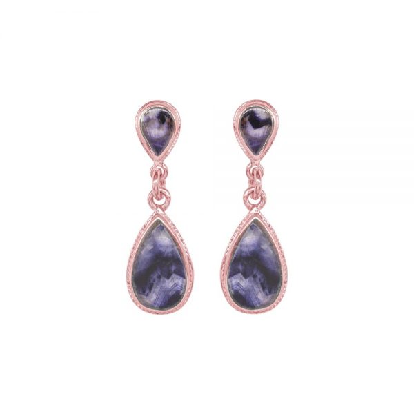 Rose Gold Blue John Double Drop Earrings