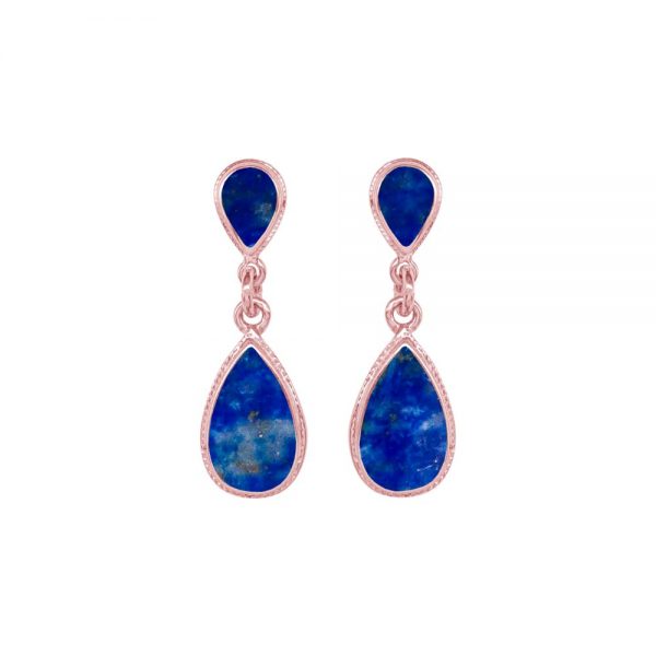 Rose Gold Lapis Double Drop Earrings