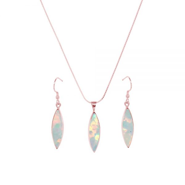 Rose Gold Opalite Sun Ice Pendant and Earring Set