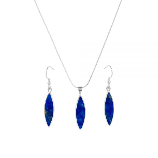 Silver Lapis Pendant and Earring Set