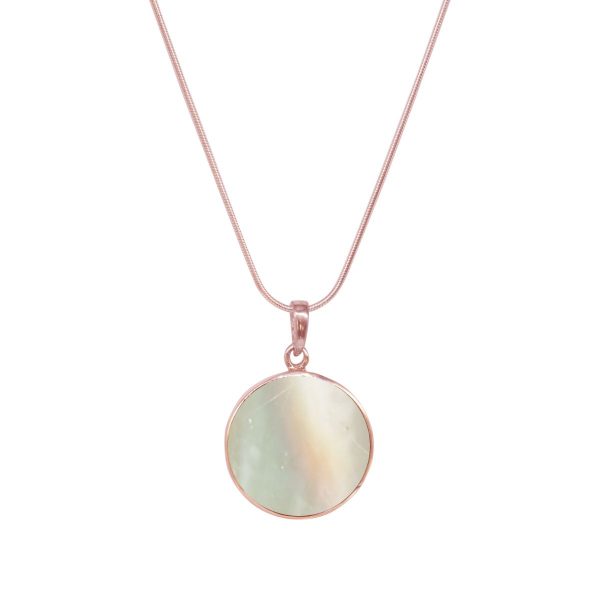 Rose Gold Mother of Pearl Round Double Sided Tree of Life Pendant