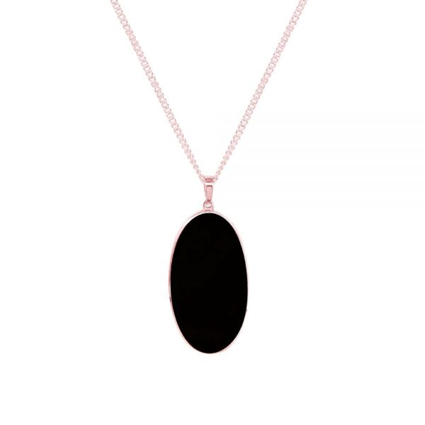Rose Gold Whitby Jet Large Oval Pendant