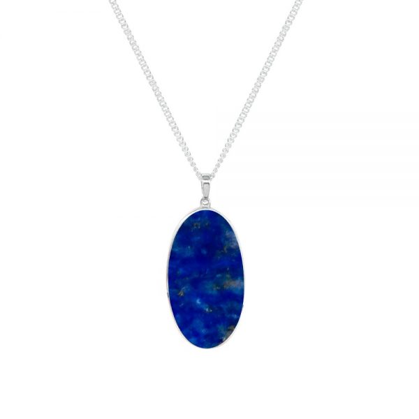 Silver Lapis Large Oval Pendant