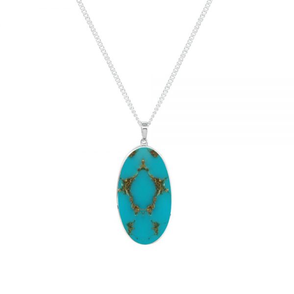 Silver Turquoise Large Oval Pendant