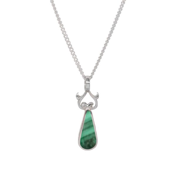 Silver Malachite Teardrop Double Sided Pendant