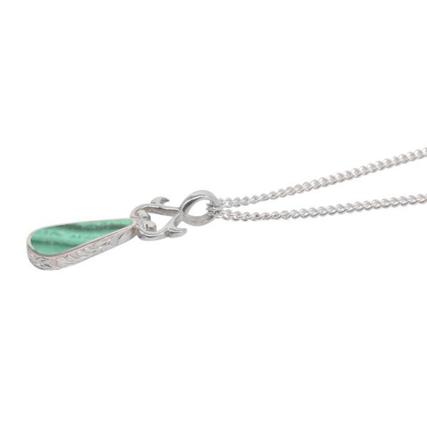 Silver Malachite Teardrop Double Sided Pendant