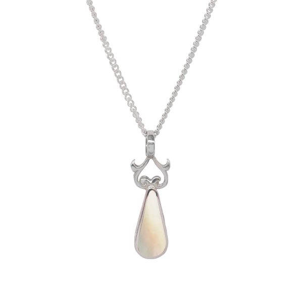 Silver Mother of Pearl Teardrop Double Sided Pendant
