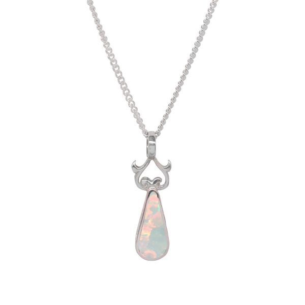 Silver Opalite Sun Ice Teardrop Double Sided Pendant