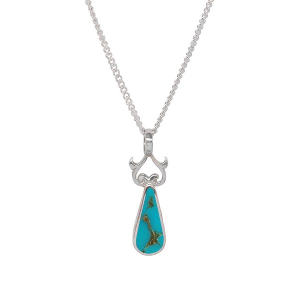 Silver Turquoise Teardrop Double Sided Pendant