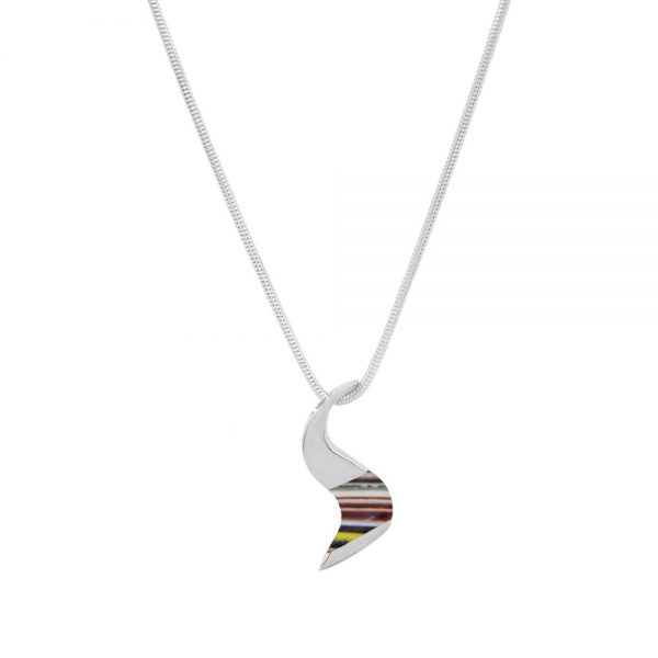 White Gold Fordite Pendant