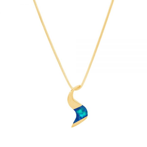 Yellow Gold Opalite Cobalt Blue Pendant