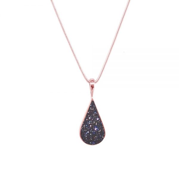 Rose Gold Blue Goldstone Pendant