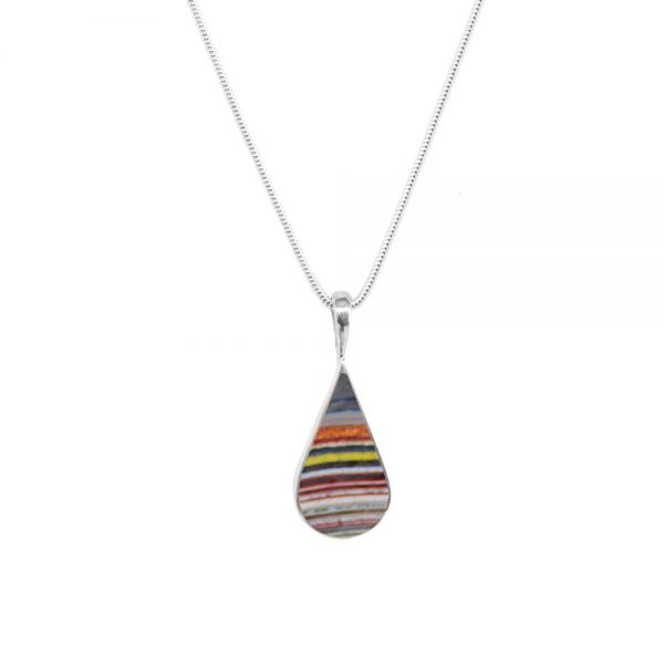 White Gold Fordite Pendant