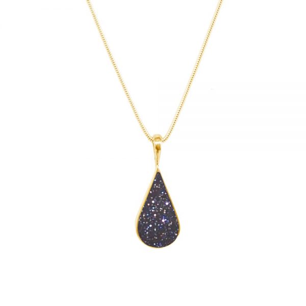 Yellow Gold Blue Goldstone Pendant