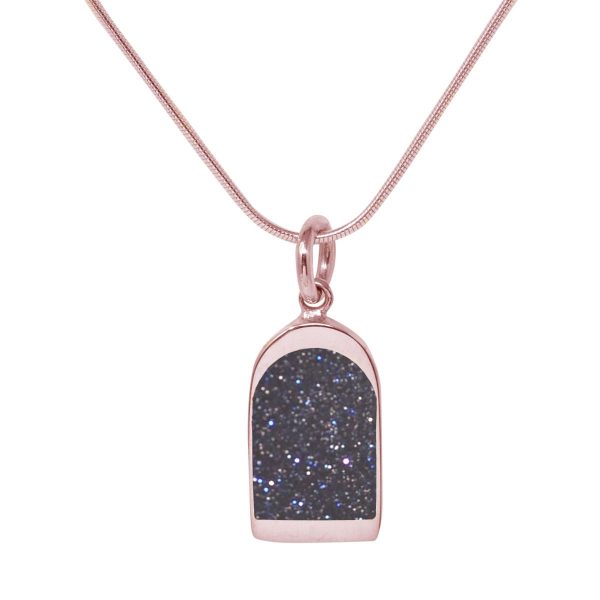 Rose Gold Blue Goldstone Pendant