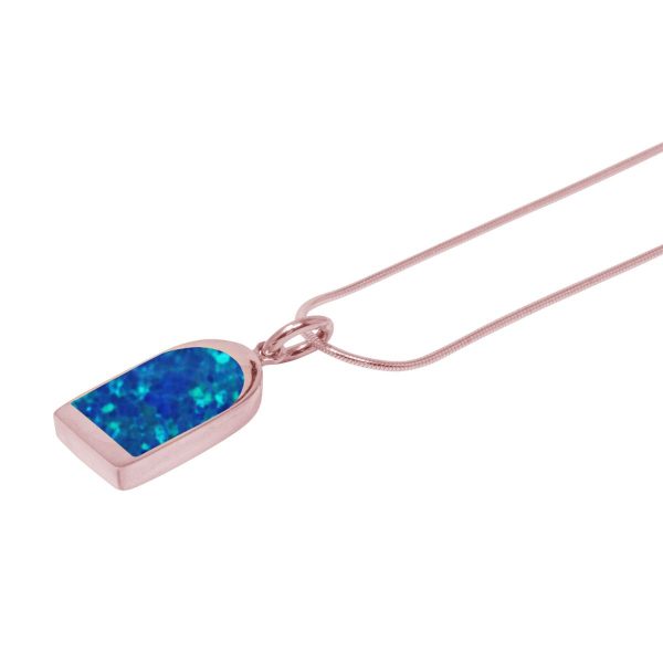 Rose Gold Opalite Cobalt Blue Pendant