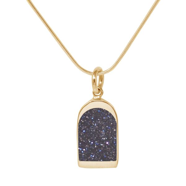 Yellow Gold Blue Goldstone Pendant