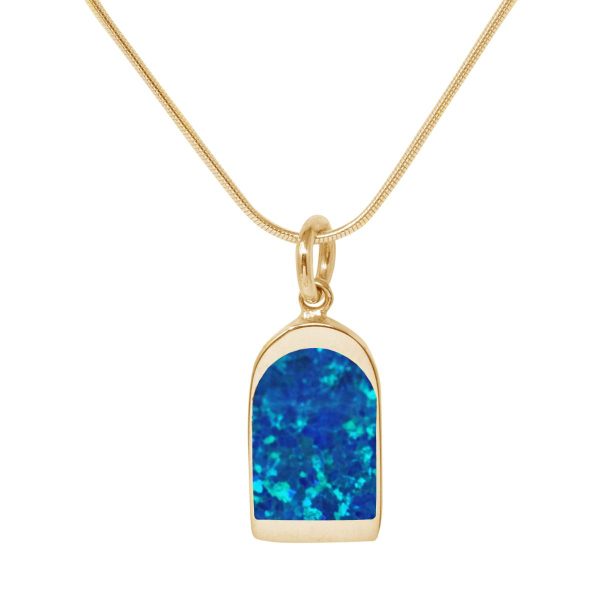 Yellow Gold Opalite Cobalt Blue Pendant