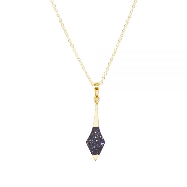 Yellow Gold Blue Goldstone Pendant