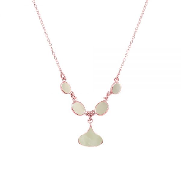 Rose Gold Mother of Pearl Five Stone Choker Necklace