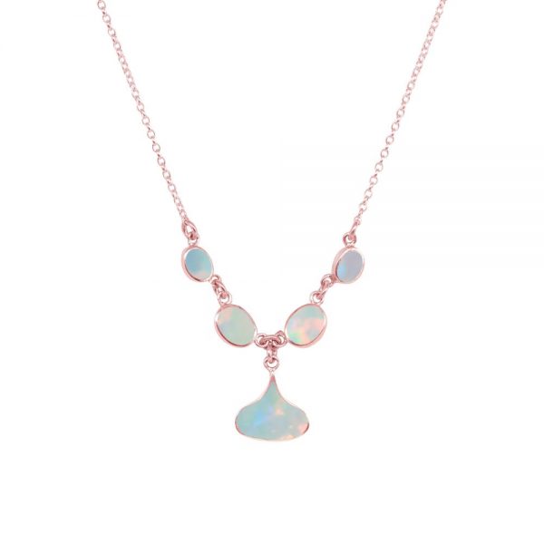 Rose Gold Opalite Sun Ice Five Stone Choker Necklace