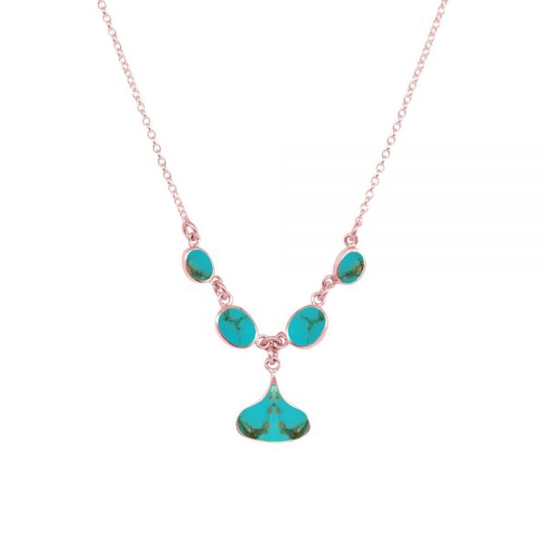 Rose Gold Turquoise Five Stone Choker Necklace