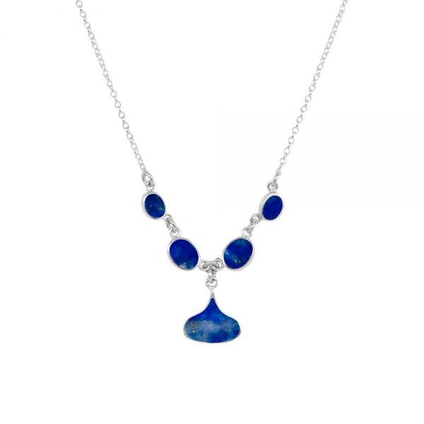 Silver Lapis Five Stone Choker Necklace