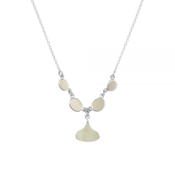 Silver Mother of Pearl Five Stone Choker Necklace