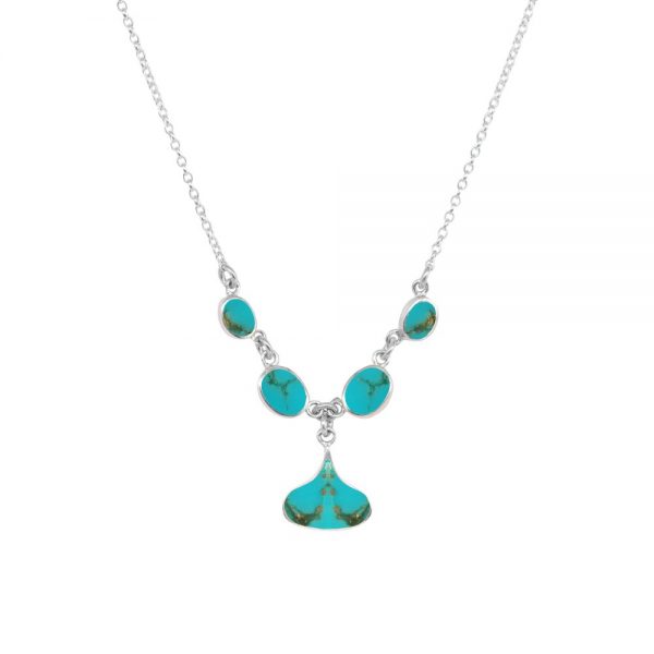 White Gold Turquoise Five Stone Choker Necklace