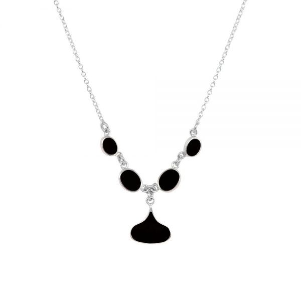 White Gold Whitby Jet Five Stone Choker Necklace