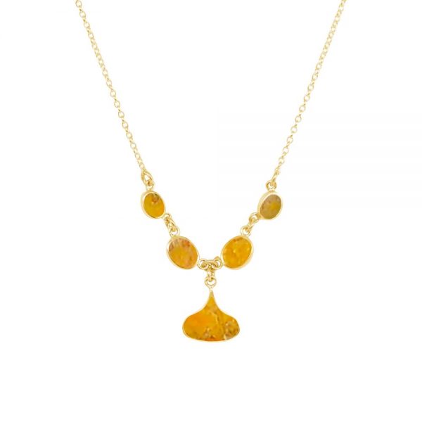 Yellow Gold Bumblebee Jasper Five Stone Choker Necklace