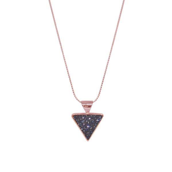 Rose Gold Blue Goldstone Triangular Pendant