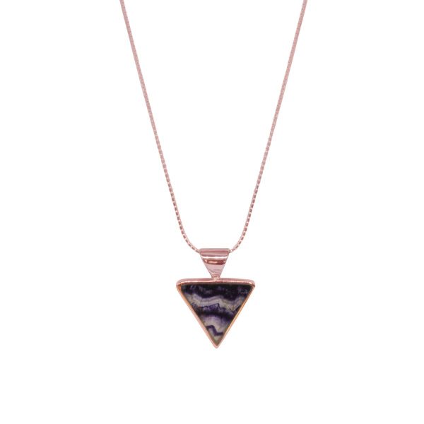 Rose Gold Blue John Triangular Pendant