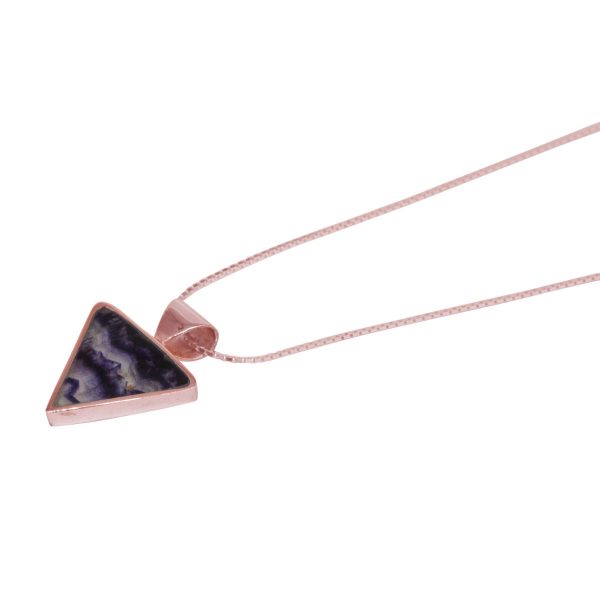 Rose Gold Blue John Triangular Pendant